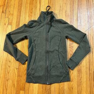 Lululemon Hustle & Huddle Full Zip Sweatshirt Womens 2 Green Jacket W4AVDS *